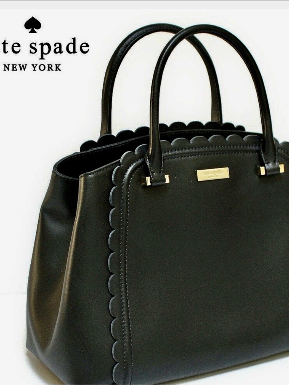 kate spade Black Scalloped Edge Leather Satchel